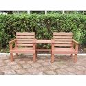 Child Size Wooden Garden Twin Seat with adjoining Table