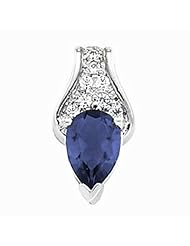 14K White Gold Pear Cut Tanzanite and Diamond Pendant -- LIFETIME WARRANTY