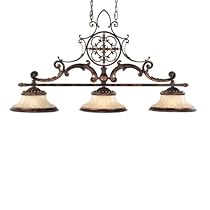 Buy Murray Feiss F1952/3WAL/FG Murray Feiss F1952/3WAL/FG Artisan Three-Light Billiard Chandelier, Walnut and Fireze Gold with Frosted Amber Glass Shades