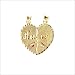 14k Yellow Gold, Sharing Split Heart Pendant Charm Amor 31mm Wide