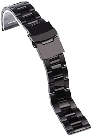 Osgar 18/20/22/24mm Stainless Steel Bracelet Watch Band Strap Straight End Solid Links Fold-over Clasp Black (18mm)