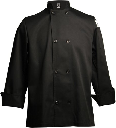 San Jamar J061 Chef Revival 24/7 Poly Cotton Blend Long Sleeve Unisex Cool Crew Jacket with Black Pearl Bottons, 5X-Large, Black