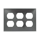 Leviton 85030 3-Gang Duplex Device Receptacle Wallplate, Thermoset, Device Mount, Brown