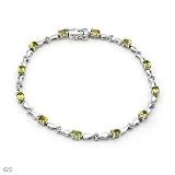 Bracelet With 2.15ctw Precious Stones - Genuine Diamonds and Peridots White Gold. Total item weight 5.4g Length 7in