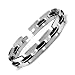 Stainless Steel Link Bracelet Satin Finish with Blk Rubber 8.5