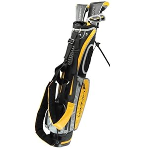 Intech Lancer Junior Golf Set, (Right-Handed, Age 4 to 7, 17.5 degree Driver, 4/5 Hybrid Iron, Wide Sole 7 and 9 irons, Junior Putter, Yellow, Deluxe Stand Bag)