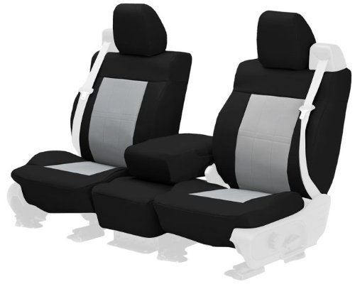 CalTrend Rear Row 40/60 Split Bench Custom Fit Seat Cover for Select Subaru Impreza Models - DuraPlus (Light Grey Insert and Black Trim) On Sale