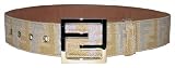 Fendi - Fendi Gold/Silver F Logo 80cm (32 inches) Leather Belt 8C0112