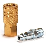 Primefit IK1001-2 1/4-Inch Industrial Brass Coupler Set with Male Plug, 2-Piece