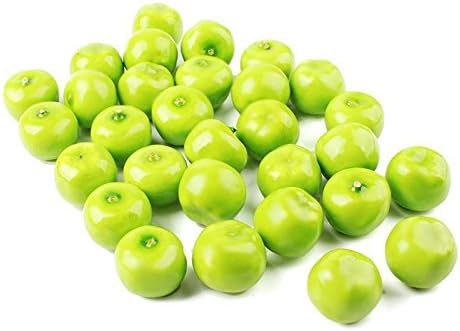 30Pcs Fake Green Mini Apples Plastic Artificial Fruit House Party Kitchen SACA