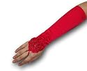 Satin Fingerless Gloves, Gauntlet Style, Beaded, Asst. Colors