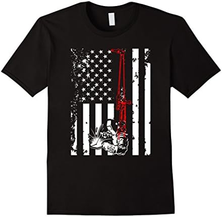 Men's Funny Welding T Shirts Stars Welder T-Shirt Flag Welders Large Black