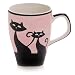 Hues&Brews Cattitude 12-Ounce Mugs, Set of 4, Pink