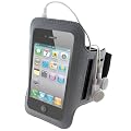 iGadgitz Black & Silver 'Jog Safe' Reflective Neoprene Sports Gym Jogging Armband for Apple iPhone 4 & 4S 16GB, 32GB & 64GB