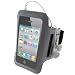 iGadgitz Black & Silver 'Jog Safe' Reflective Neoprene Sports Gym Jogging Armband for Apple iPhone 4 & 4S 16GB, 32GB & 64GB