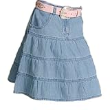 Three Tiered Denim Skirt for Women by Ely Cattleman