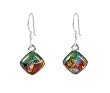 Earrings - XE-12 - Genuine Handmade Dichroic Glass Earrings - French Wires - Diamond Shape ~ All Findings and Earring wires are made of .925 Sterling Silver