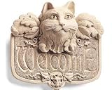 Cast Stone 6.75 GOTHIC Kitten CAT Welcome Plaque SCULPTURE by GEORGE Carruth Studio # 180