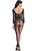 Amoretu Women Floral Pattern Lingerie Fishnet Crotchless Bodystocking Black