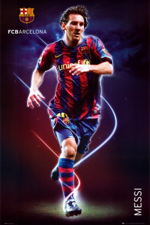 Football Posters: Barcelona - Messi Poster - 24x36 Poster Print, 24x36 Sports Poster Print, 24x36