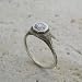 14k White Gold Unusual Art Deco Style Engraved Filigree Gold Ring, Center CZ image 4
