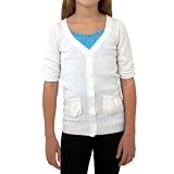Amy Byer Girls 7-16 Short Sleeve Cardigan Sweater,White,XL (16) Amy Byer Girls 7-16 Short Sleeve Cardigan Sweater,White,XL (16)