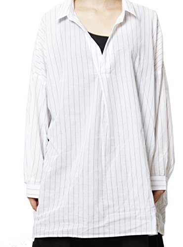 (Goldjapan)ゴールドジャパン 大きいサイズ 大きいサイズ レディース とろみ ドルマン スキッパー ストライプ プルオーバー シャツ 体型カバー