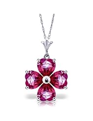14K Gold Heart-shaped Natural Pink Topaz Pendant Necklace