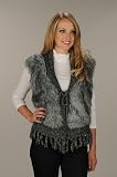 Charcoal Faux Fur Fringe Vest
