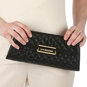Click here to buy BCBGMAXAZRIA Quilted Small Leather Clutch, Cloud by BCBG MAX AZRIA.