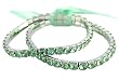 Bracelet Set (2 pc) - (B310) - Stretch - Swarovski TM Crystals ~ Peridot Green (7")