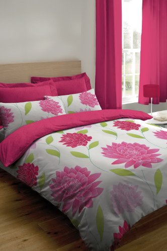 King size duvet cover and two pillowcase bedding set - fuscia pink - Bloom