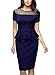 Miusol Women's Formal Contrast Cap Sleeve Peplum Evening Cocktail Pencil Dress