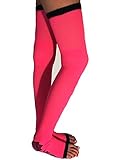 Lace Poet Neon Pink Yoga/Sleep Thigh-High Compression Toeless Socks