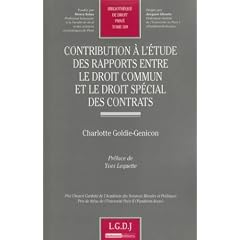 Contribution � l'�tude des rapports entre le droit commun et le droit sp�cial des contrats