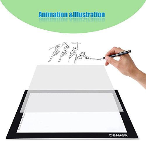 Light Box DrawingIQ Dbmier Light Pad Ultra Thin Light Board 20.47" X 12.60"(A2) w/ 12V AC Adapter w/ Drawing Marker Creative Pen