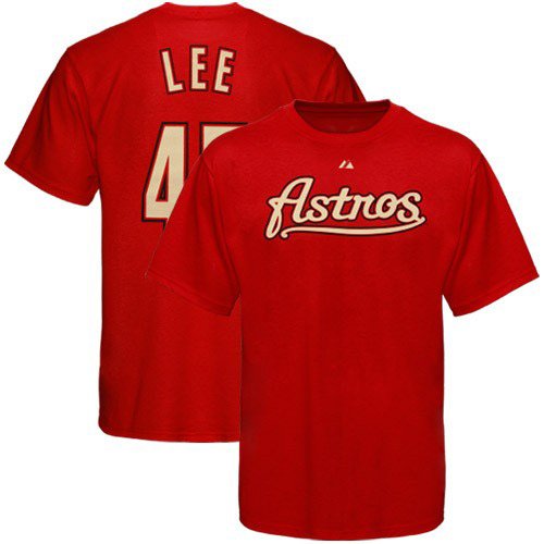 Majestic Houston Astros #45 Carlos Lee Crimson Player T-shirt (X-Large)