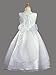 White Sleeveless Embroidered Organza Communion Dress with Pearled Accented Bodice