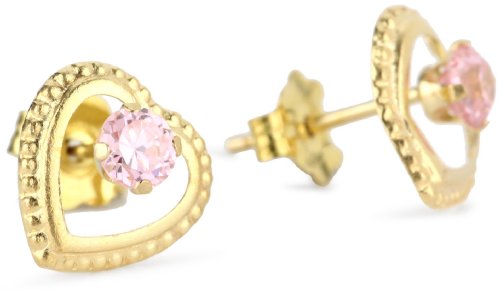 Cheap Girls Jewelry Disney "Princess" Girls 14k Pink Cubic Zirconia Heart Stud Earrings For Sale