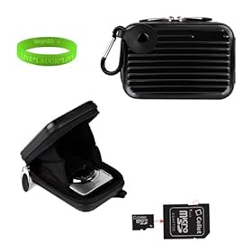 BlackMetal Case with Swivel Carabineer and clip for your Sony Cybershot W530 + Green Vangoddy Bracelet + Camera Tripod + 16gb SD card + Universal Camera Screen Protector!!!