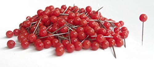 1/8 Inch Colored Plastic Small Round Ball Head Thumb Map Tacks Pushpins , 300PCS / Box (Red)