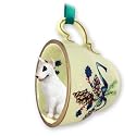 Bull Terrier White Dog Teacup Green Holiday Ornament