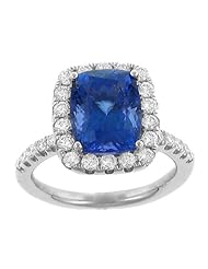 Halo Style Diamond and Tanzanite Ring