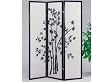 3-Panel Wooden Screen in Black Finish with Bamboo Design
