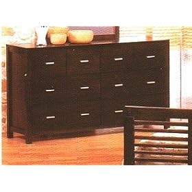Contemporary Style Cherry Brown Finish Wood Bedroom Dresser w 8 Drawers