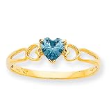 10k Polished Geniune Aquamarine Birthstone Ring