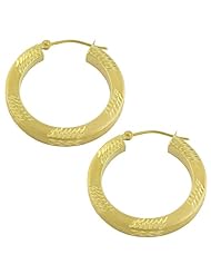 14 Karat Yellow Gold 26 Mm Matte & Textured Finish Hoop Earrings