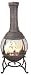 Deeco CP DM6088-AS Mid-Western Rustic Cast Aluminum Chiminea with Cast Aluminum, 360 Degree Spark Guard Screen, Stone in Color