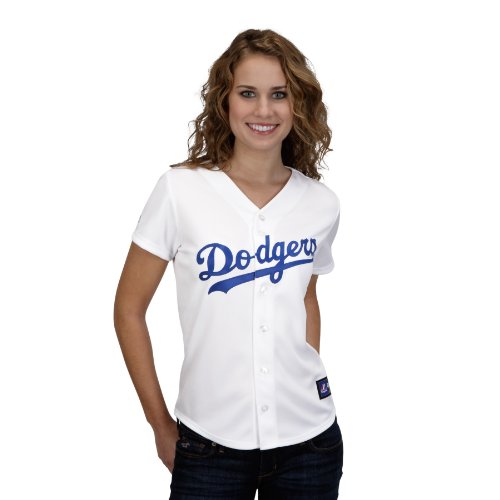 MLB Women's Los Angeles Dodgers Rafael Furcal White Home Short Sleeve 5 Button Synthetic Replica Baseball Jersey Spring 2012  (White, Small)