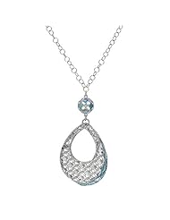 Italian Sterling Silver Fancy Enamel Teardrop Necklace, 18+2"